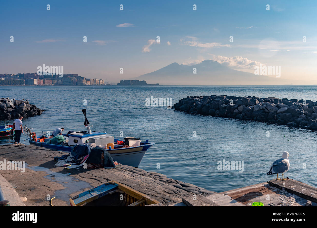 Vesuvio, Pescatori, Yachten, Napoli Stockfoto