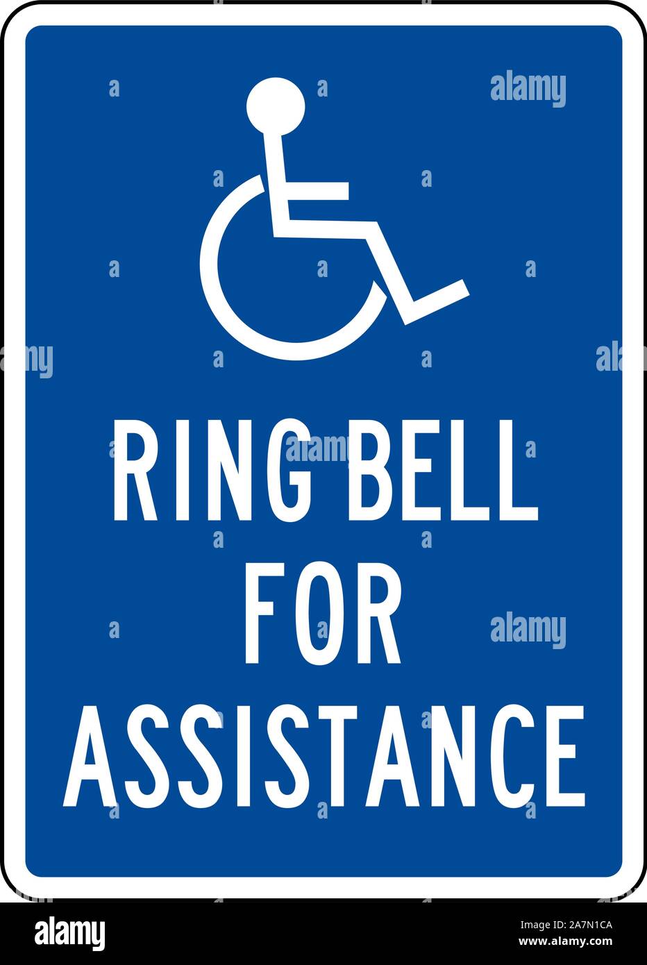 Klingel für Unterstützung oder Handicap Hilfe Anmelden Vector Illustration. Blau, Weiß. Krankenhaus Symbol. Stock Vektor