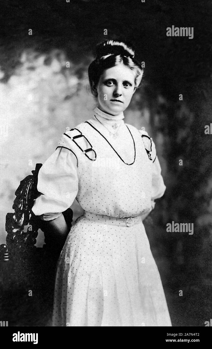 Jahr 17 alte viktorianische Frau aus dem Mittleren Westen der USA, um 1910. Stockfoto