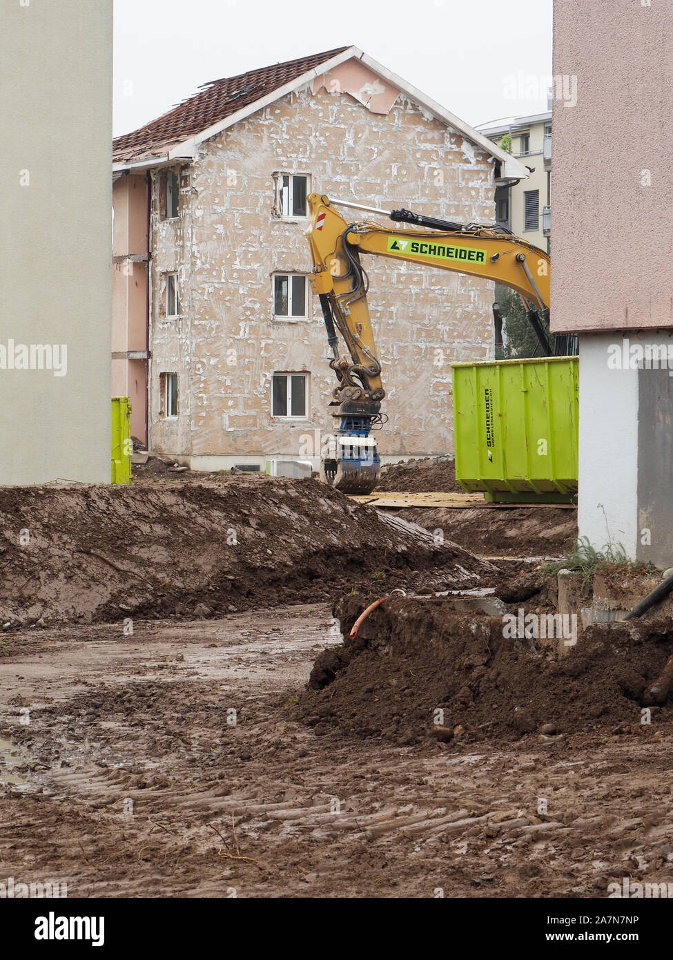 Abbruch einer Wohnsiedlung in Regensdorf ZH Stockfoto