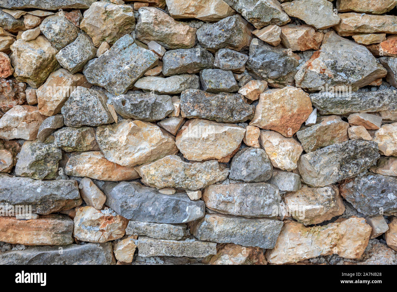 Detail einer alten Mauer aus Naturstein Blöcke Stockfoto