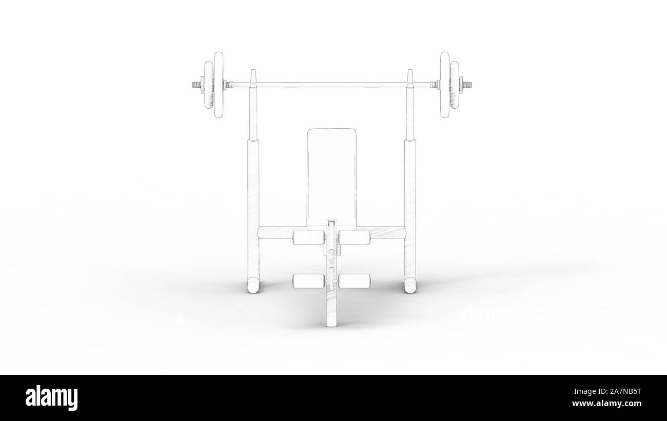 Bankdrücken Installation 3D Rendering in weißem Hintergrund Stockfoto