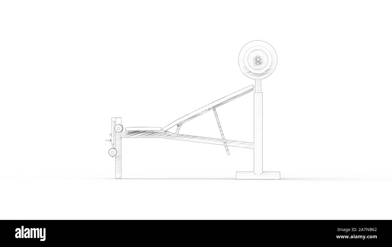 Bankdrücken Installation 3D Rendering in weißem Hintergrund Stockfoto