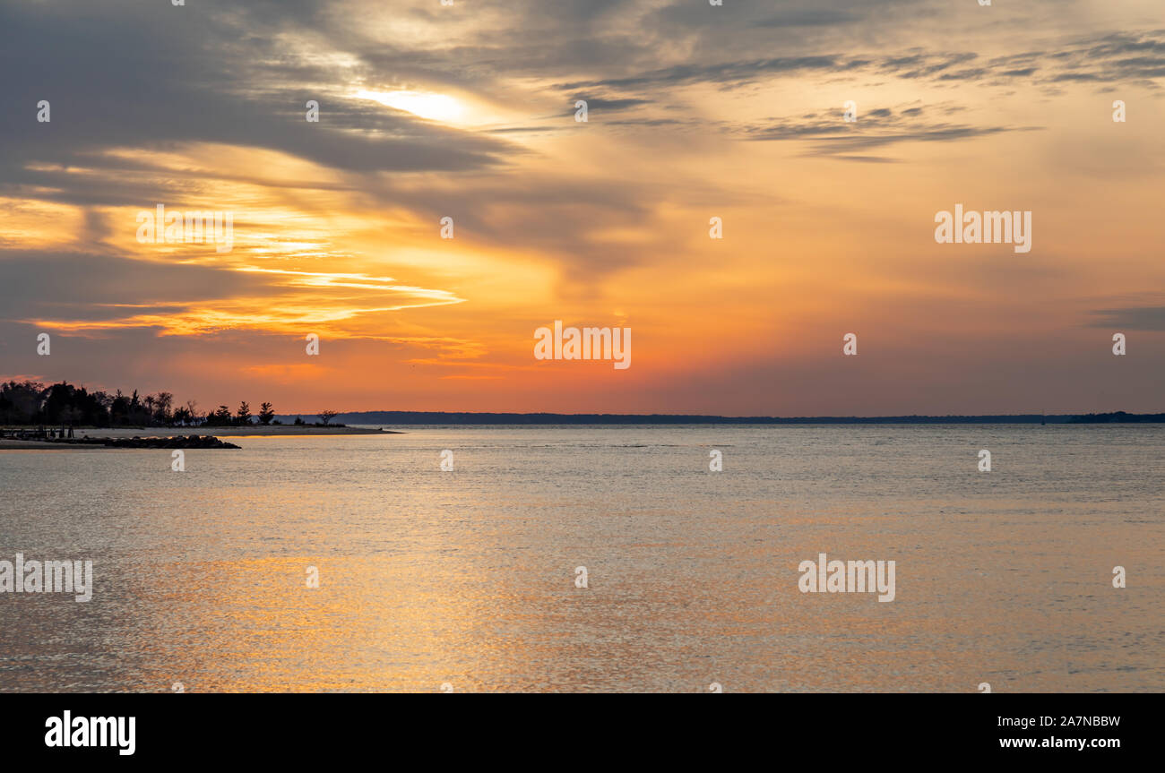 Sonnenuntergang in Shelter Island, NY Stockfoto