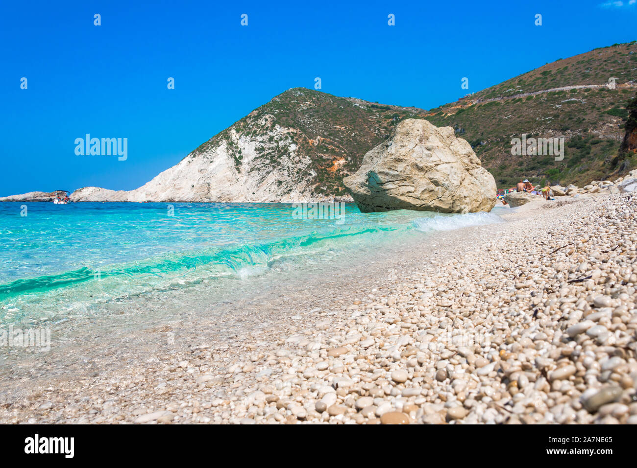 Berühmte Petanoi Strand in Kefalonia, Griechenland. Stockfoto