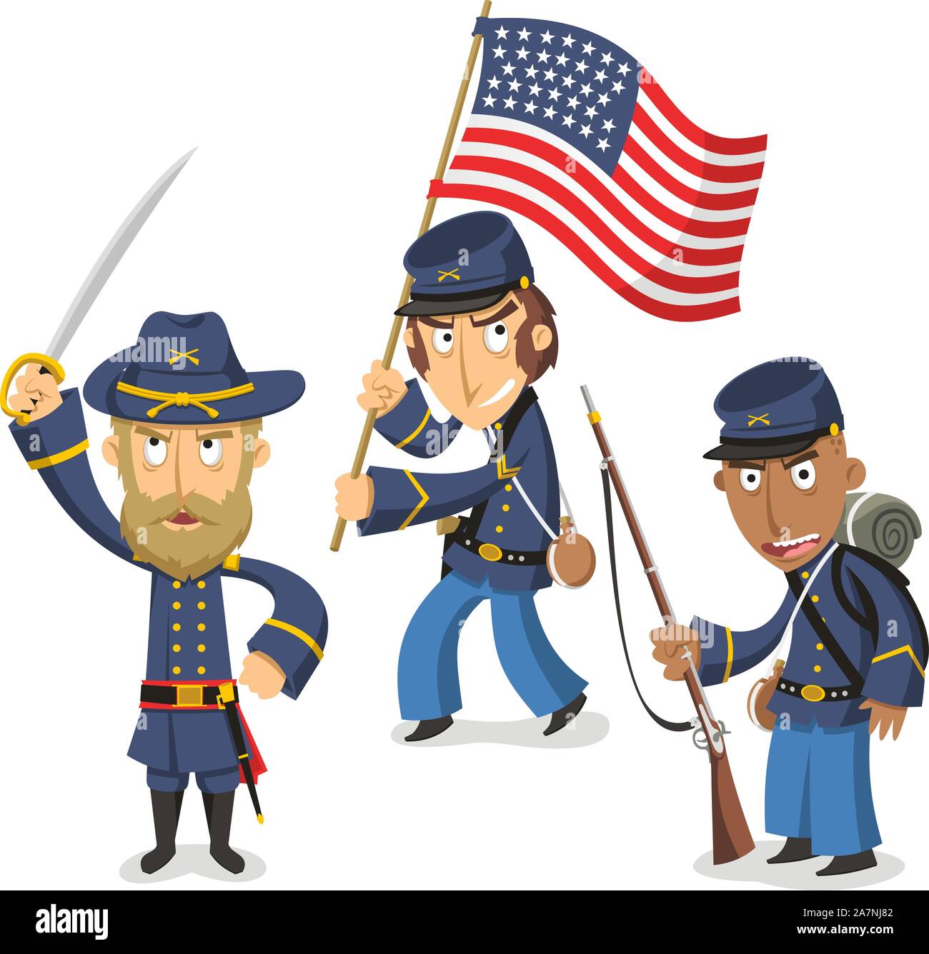 Konföderation Bürgerkrieg Amerika, Vektor-Illustration-Cartoon. Stock Vektor