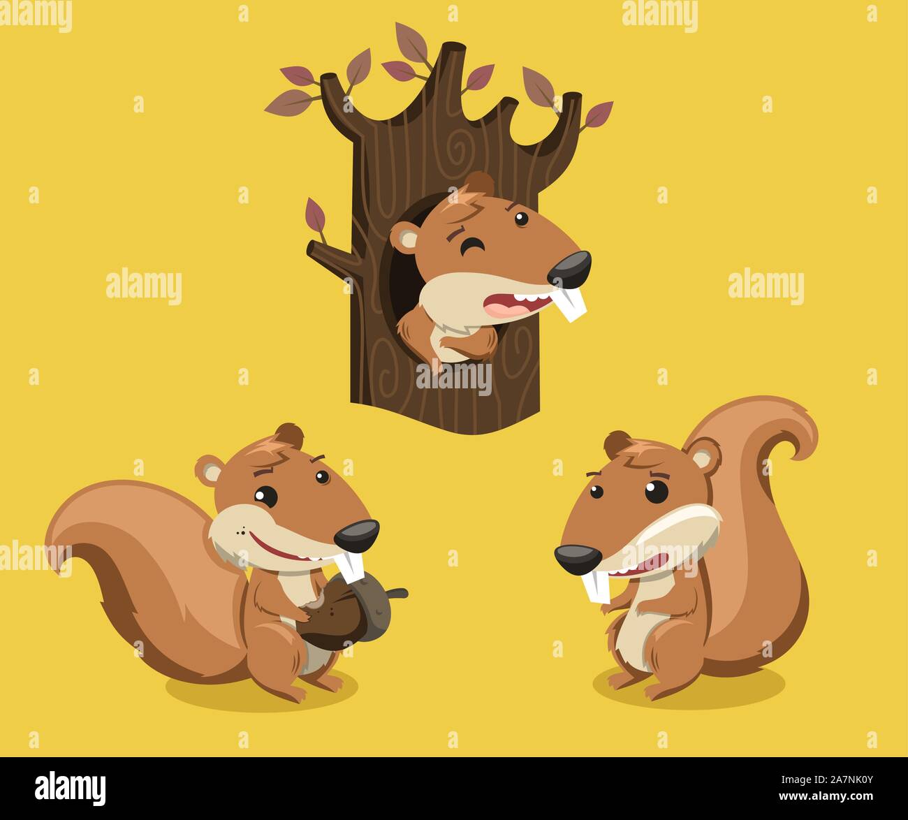 Eichhörnchen Streifenhörnchen Nagetier Tail flauschige Whisker Tier, Vektor-Illustration-Cartoon. Stock Vektor