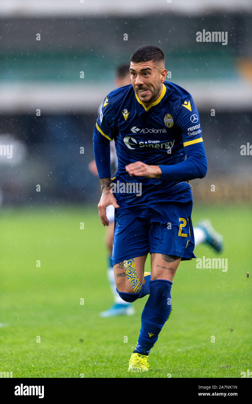 Mattia Zaccagni (Hellas Verona) während Erie der Italienischen eine "Übereinstimmung zwischen Hellas Verona Brescia bei 2-1 Marcantonio Bentegodi Stadium am November 03, 2019 in Verona, Italien. Credit: Maurizio Borsari/LBA/Alamy leben Nachrichten Stockfoto