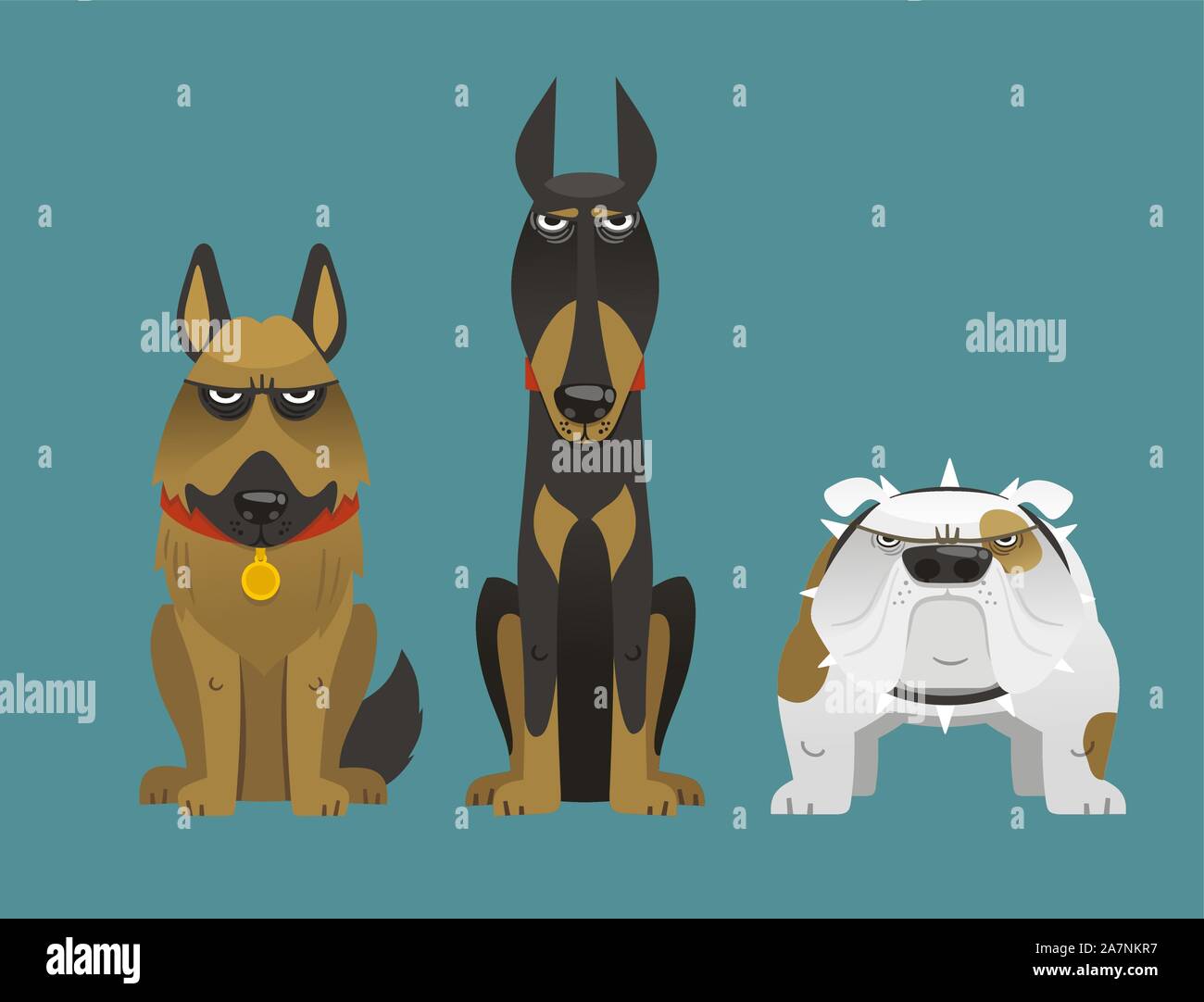 Hund-Sammlung-Set Vektor-Illustration zu schützen. Stock Vektor