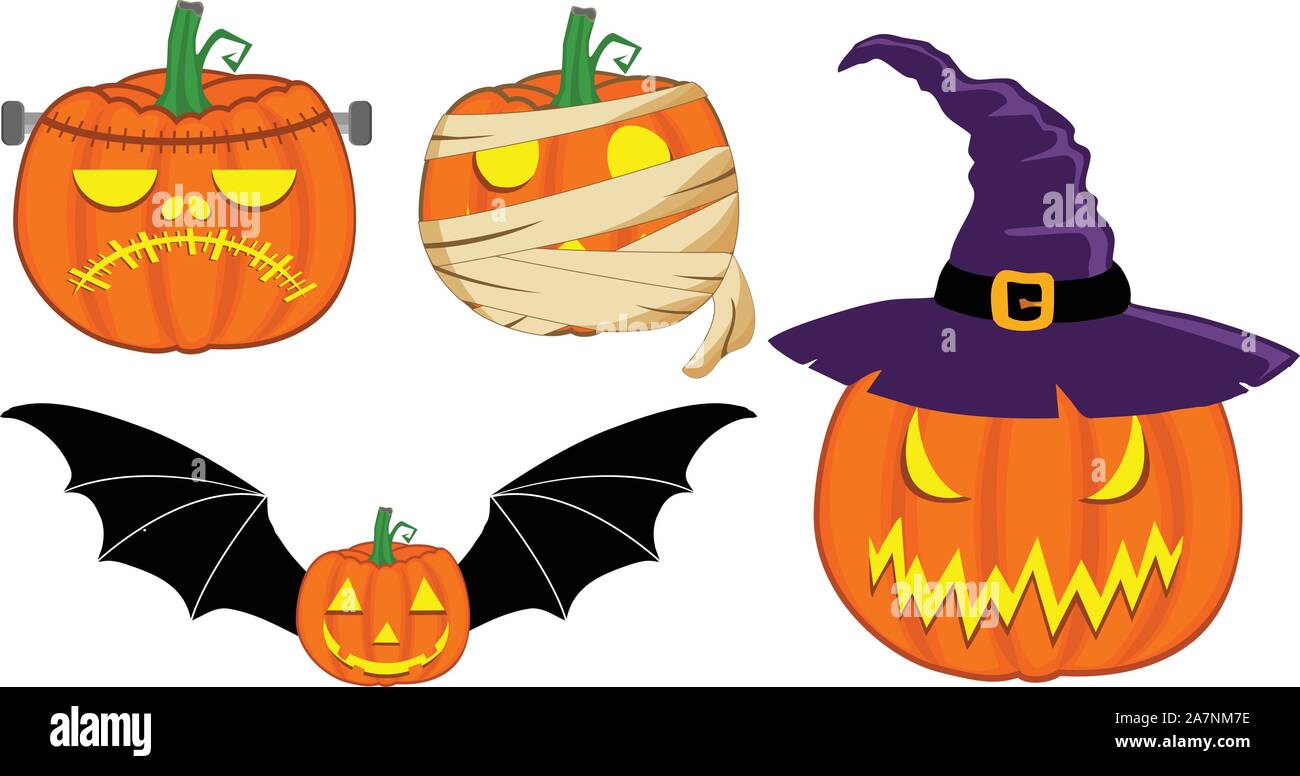 Abbildung: Halloween Kürbis Geist Charakter Stock Vektor