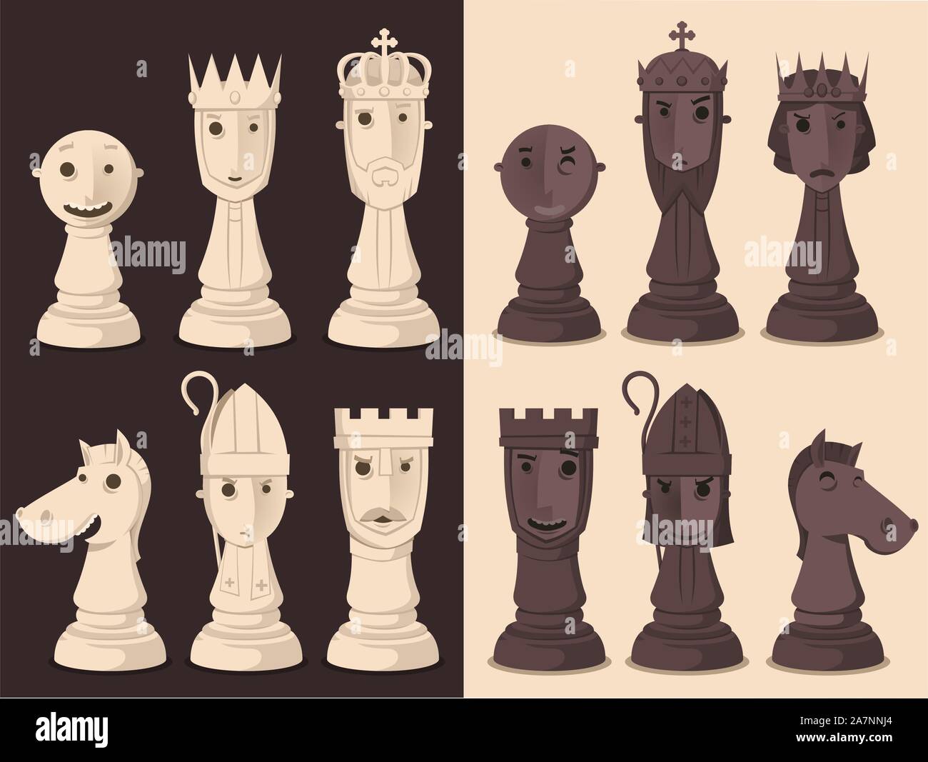 Schach Brettspiel Strategie, Vector Illustration Cartoon. Stock Vektor