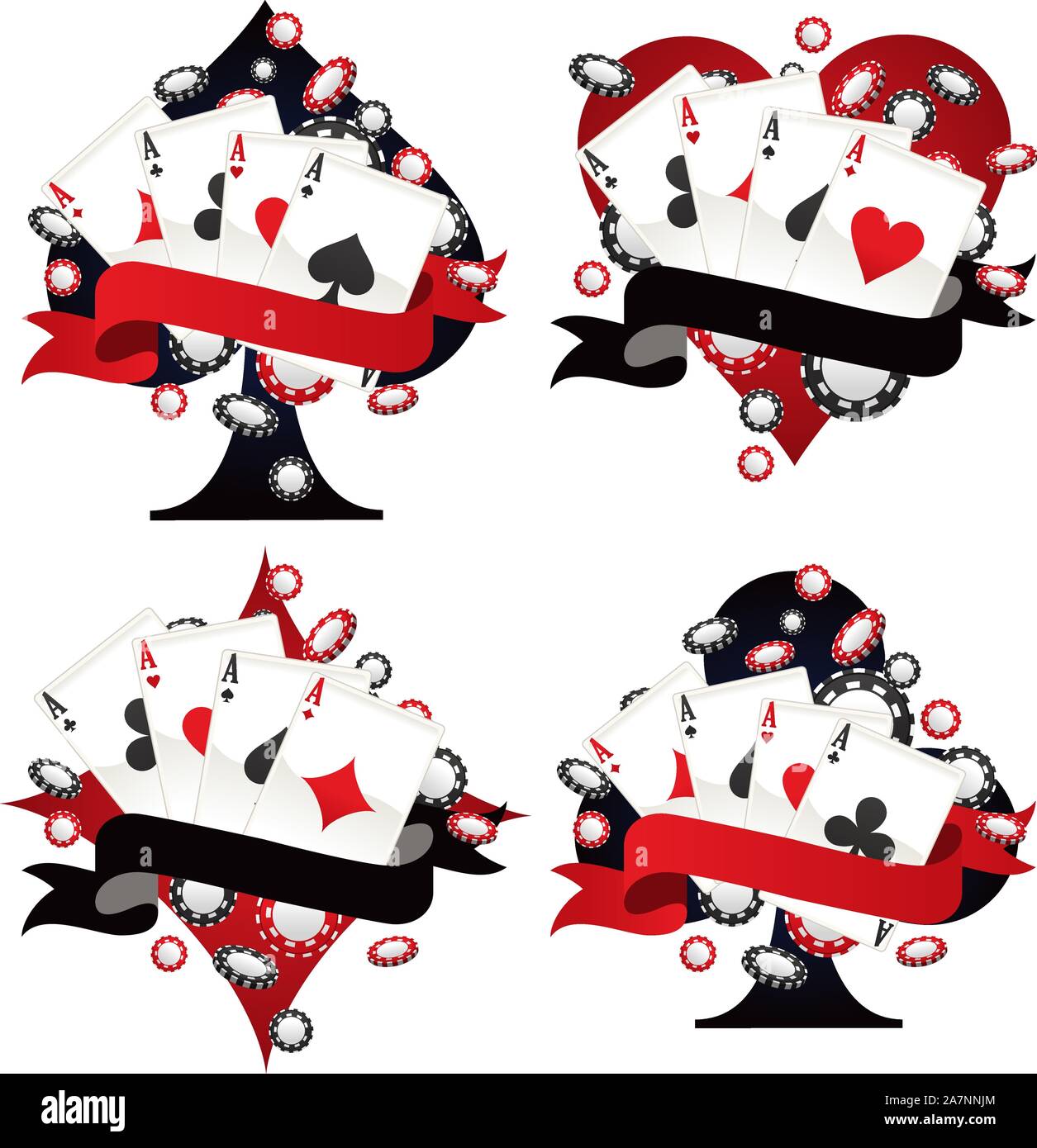 Poker Ace Fahne Emblem Set Vector Illustration. Stock Vektor Poker Ace Fahne Emblem Set Vector Illustration. Stock Vektor