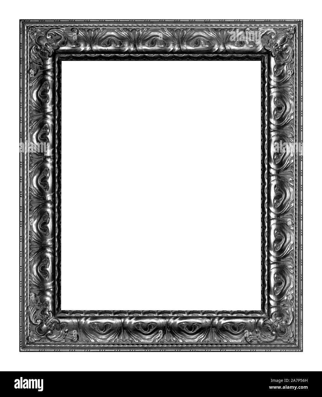 Antik Silber Rahmen isoliert auf dem weißen Hintergrund Vintage Style Stockfoto