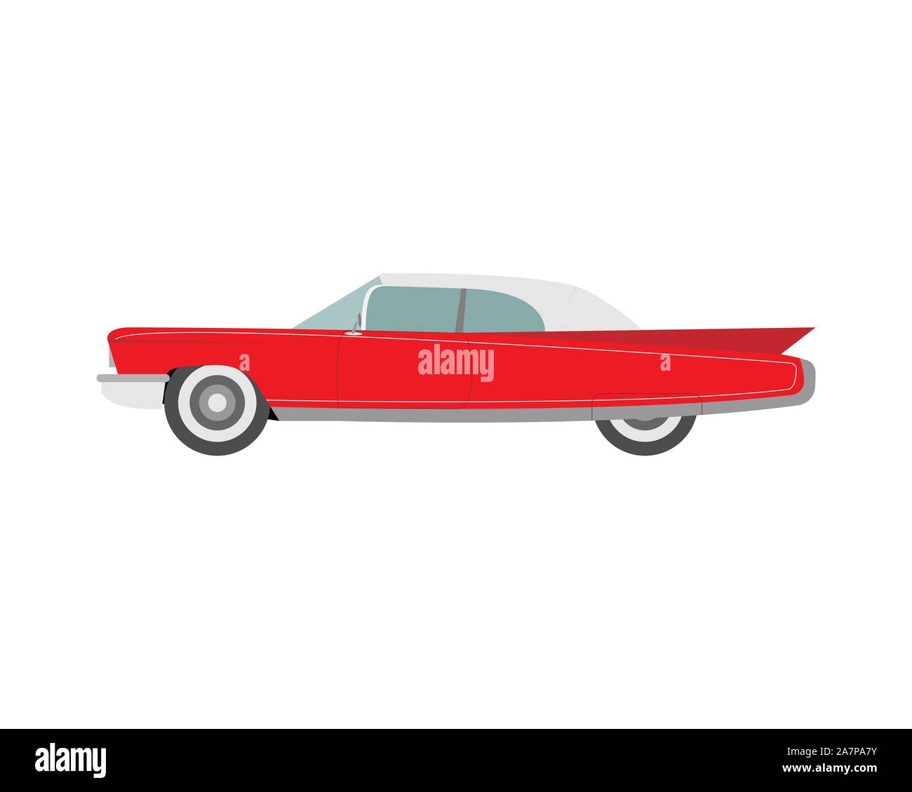 Retro Auto in einem flachen Stil auf einem weißen Hintergrund. Vector Illustration Stock Vektor