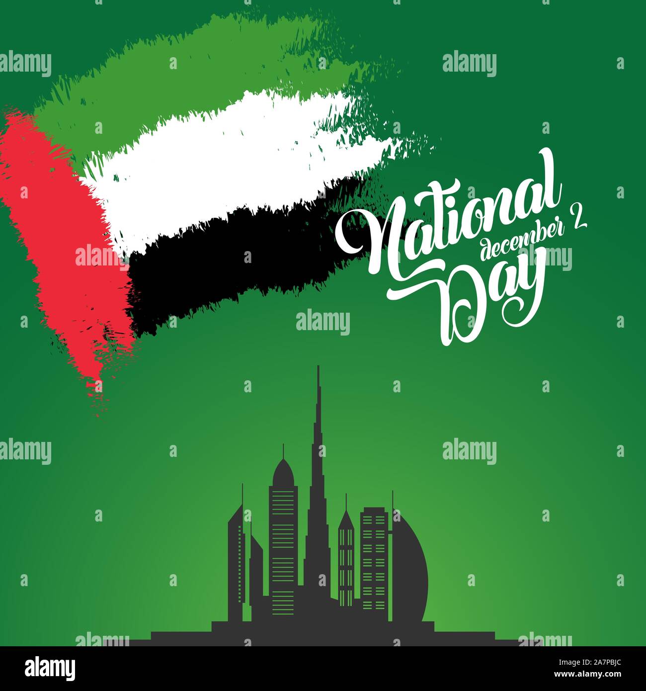 Happy nationalen Tag der VAE. Vereinigte Arabische Emirate Nationale Tag Grußkarte Design. Stock Vektor
