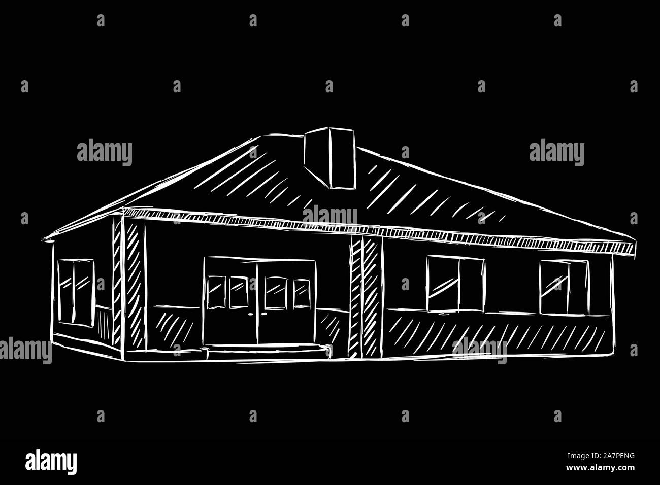 Skizze der einstöckigen Haus Stock Vektor