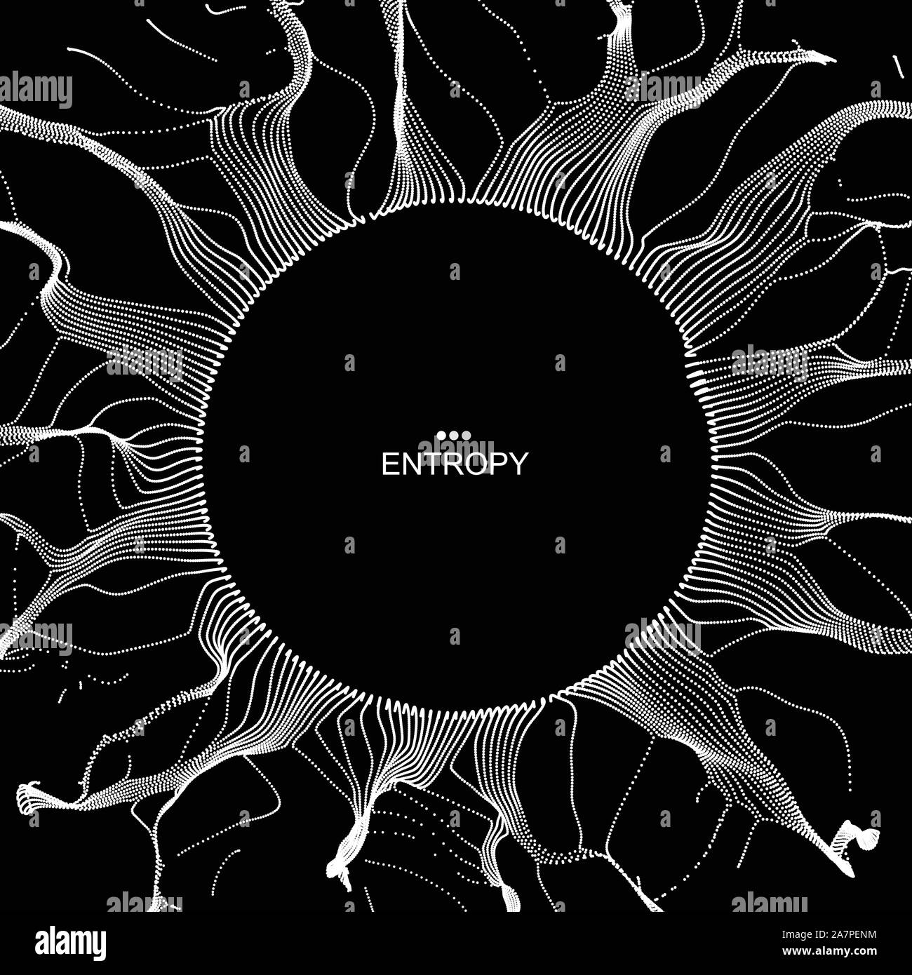 Schwarzes Loch aus fliegenden Teilchen. Zusammenfassung Hintergrund. 3D-Vektor Illustration. Stock Vektor