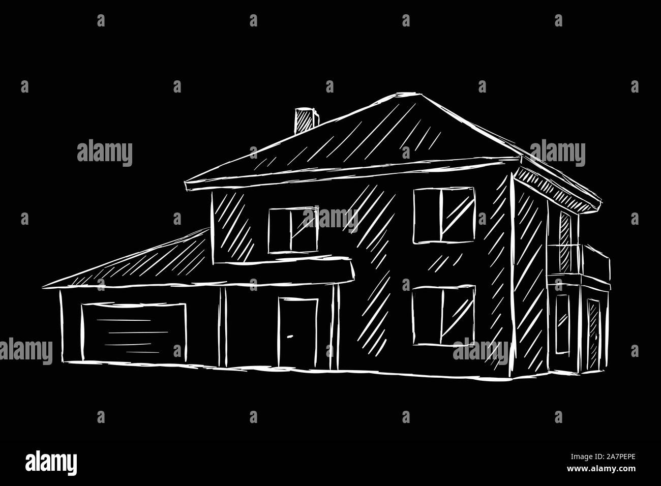 Skizze des zweistöckigen Haus Stock Vektor