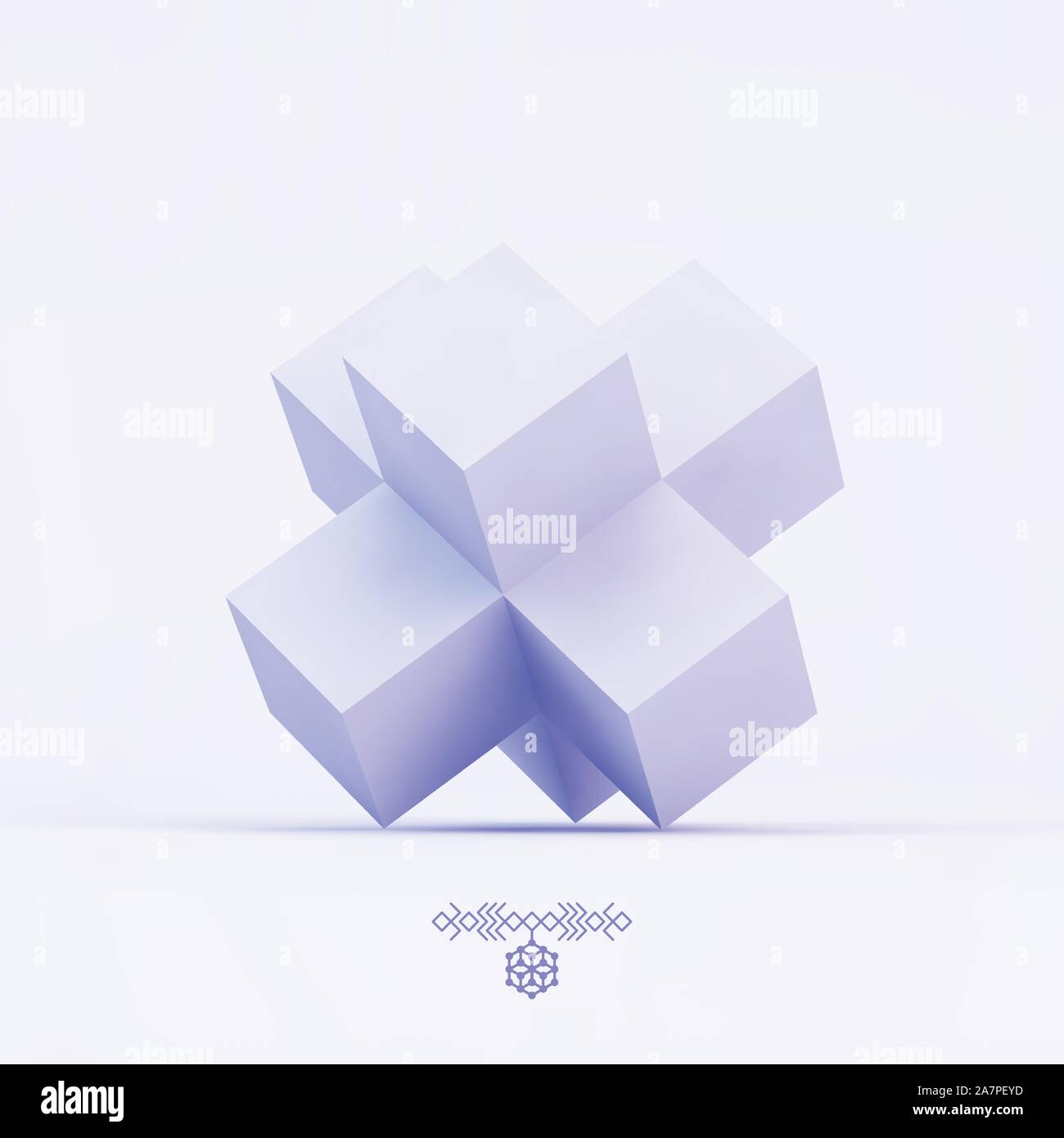 Drei-dimensionale Kreuz. Abbildung konstruiert von Cube Bausteine. Mathematische Objekt. 3d-geometrischen Form. Symbol der Dreidimensionalität. Vektor illustrati Stock Vektor