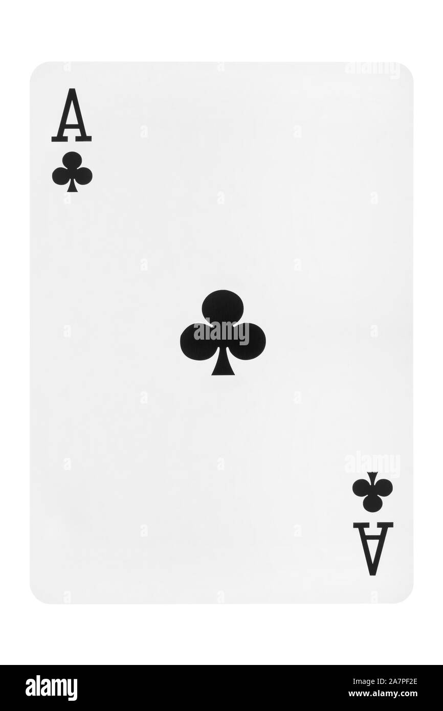 Ace of Clubs Karte auf weißem Hintergrund Stockfoto