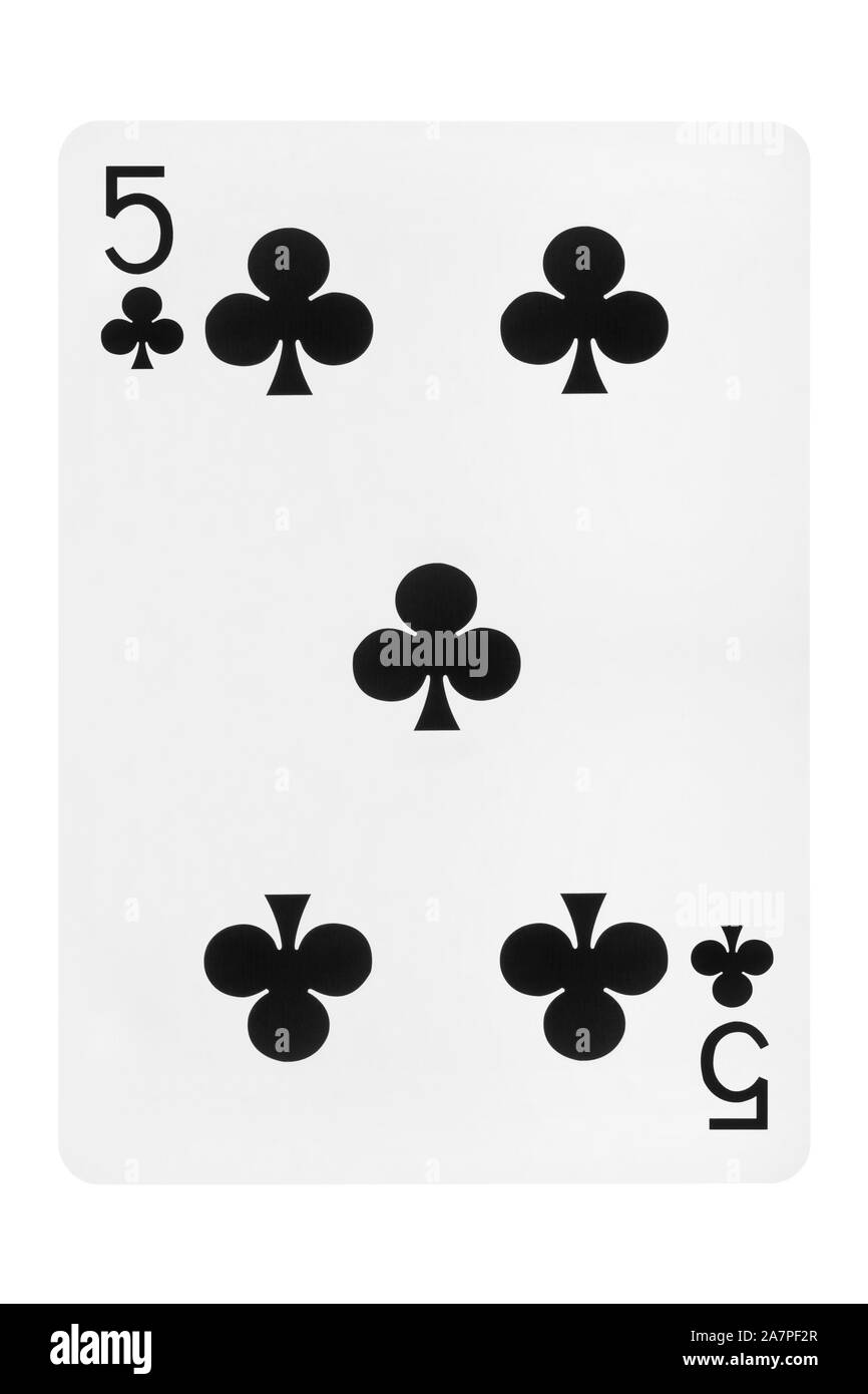 Fünf Vereine Karte auf weißem Hintergrund Stockfoto