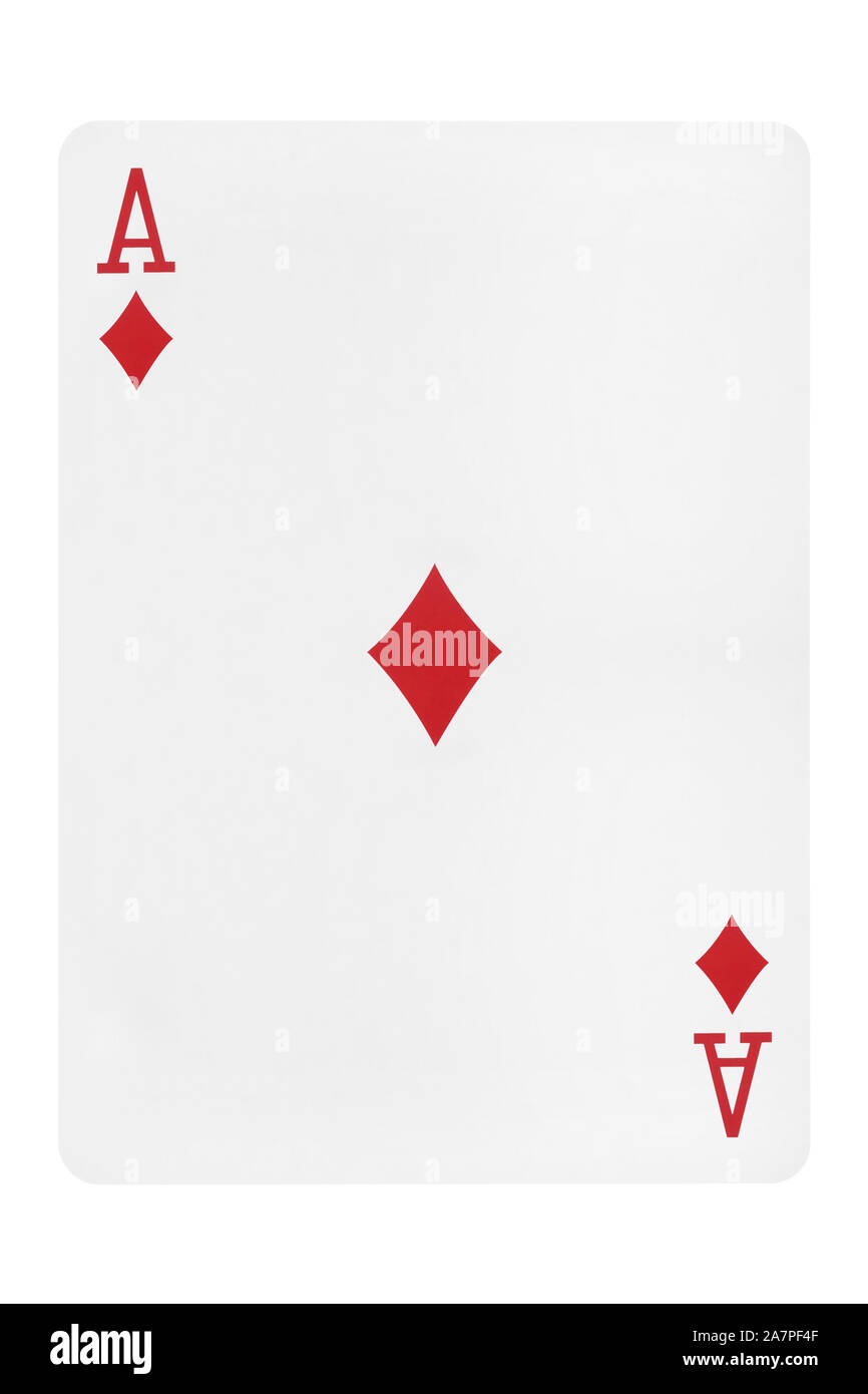 Ace Of Diamonds Karte auf weißem Hintergrund Stockfoto