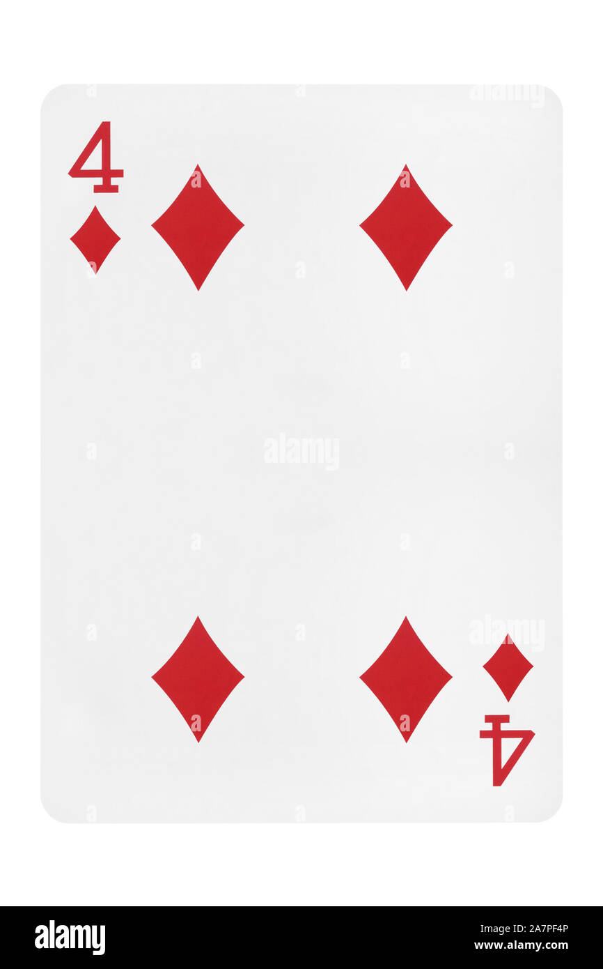 Vier Diamanten Karte auf weißem Hintergrund Stockfoto