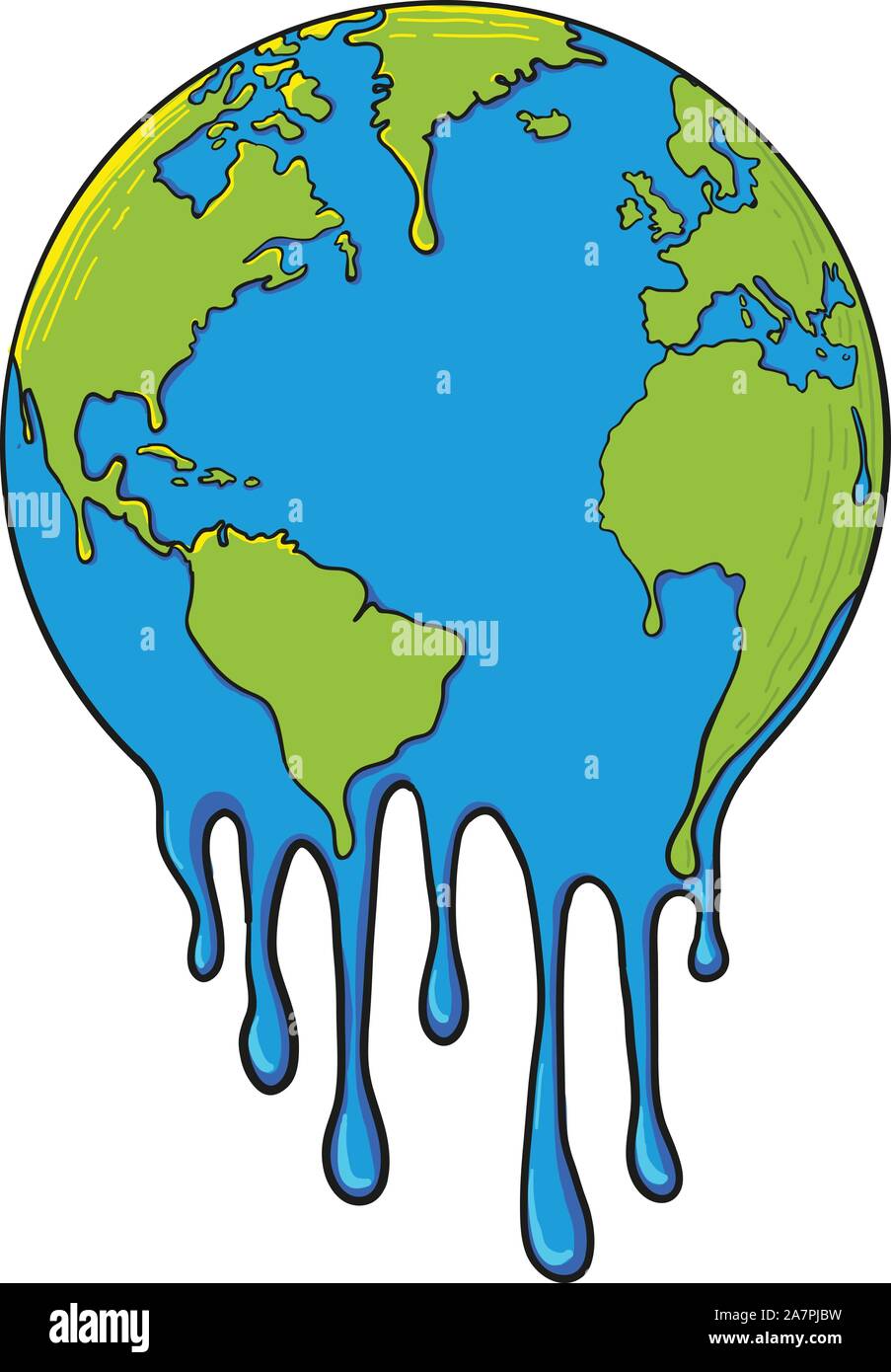 Die globale Erwärmung und Dürre Konzept Abbildung mit Abschmelzen der Erde Stock Vektor