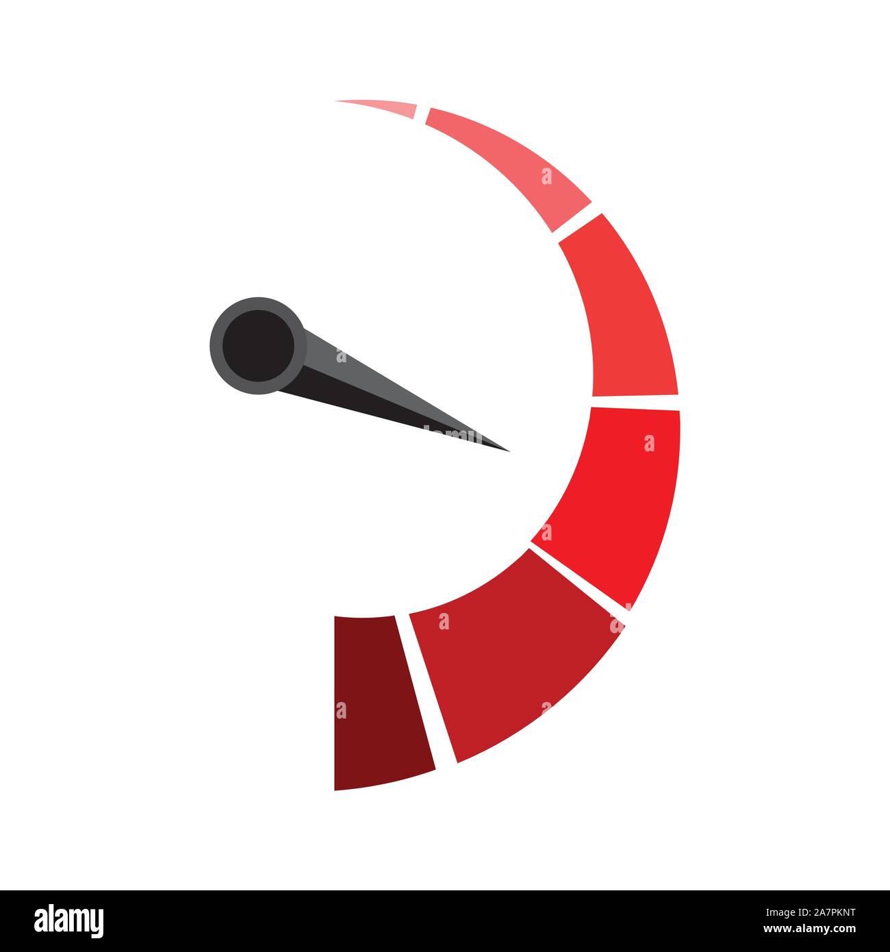 Vertikale rote Anzeige mit Pfeil. Ausdünnen und Eindickung, Messung Dashboard, Pfeil Bewertung Indikator. Vector Illustration Stock Vektor