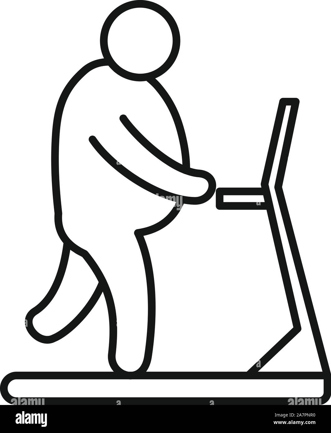 Übergewichtige Menschen Laufband Symbol. Umrisse übergewichtiger Mann Laufband vektor Symbol für Web Design auf weißem Hintergrund Stock Vektor