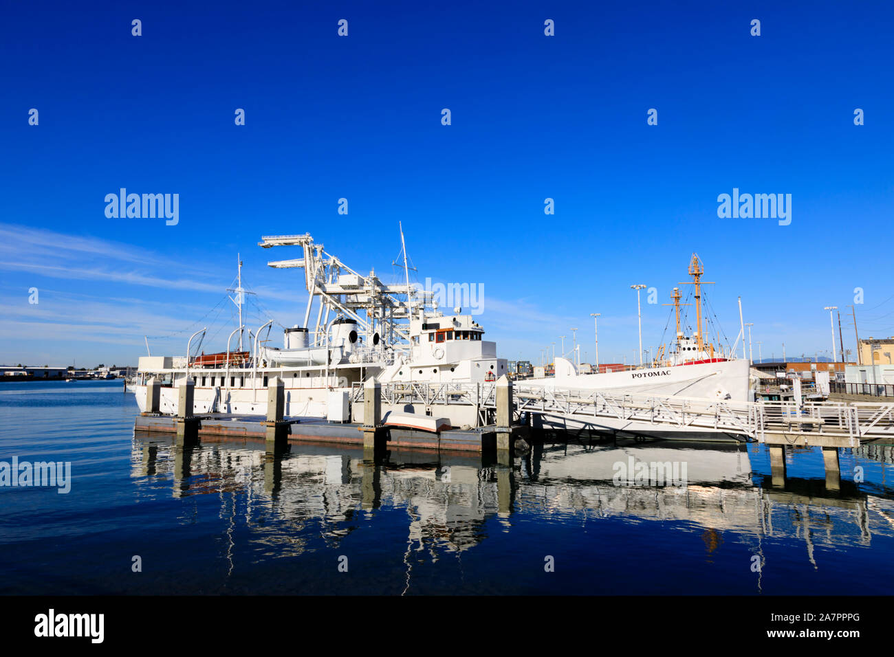 USS Potomac, die erhaltenen Presidential Yacht von Franklin D Roosevelt, Jack London Square, Oakland, Kalifornien, Vereinigte Staaten von Amerika Stockfoto