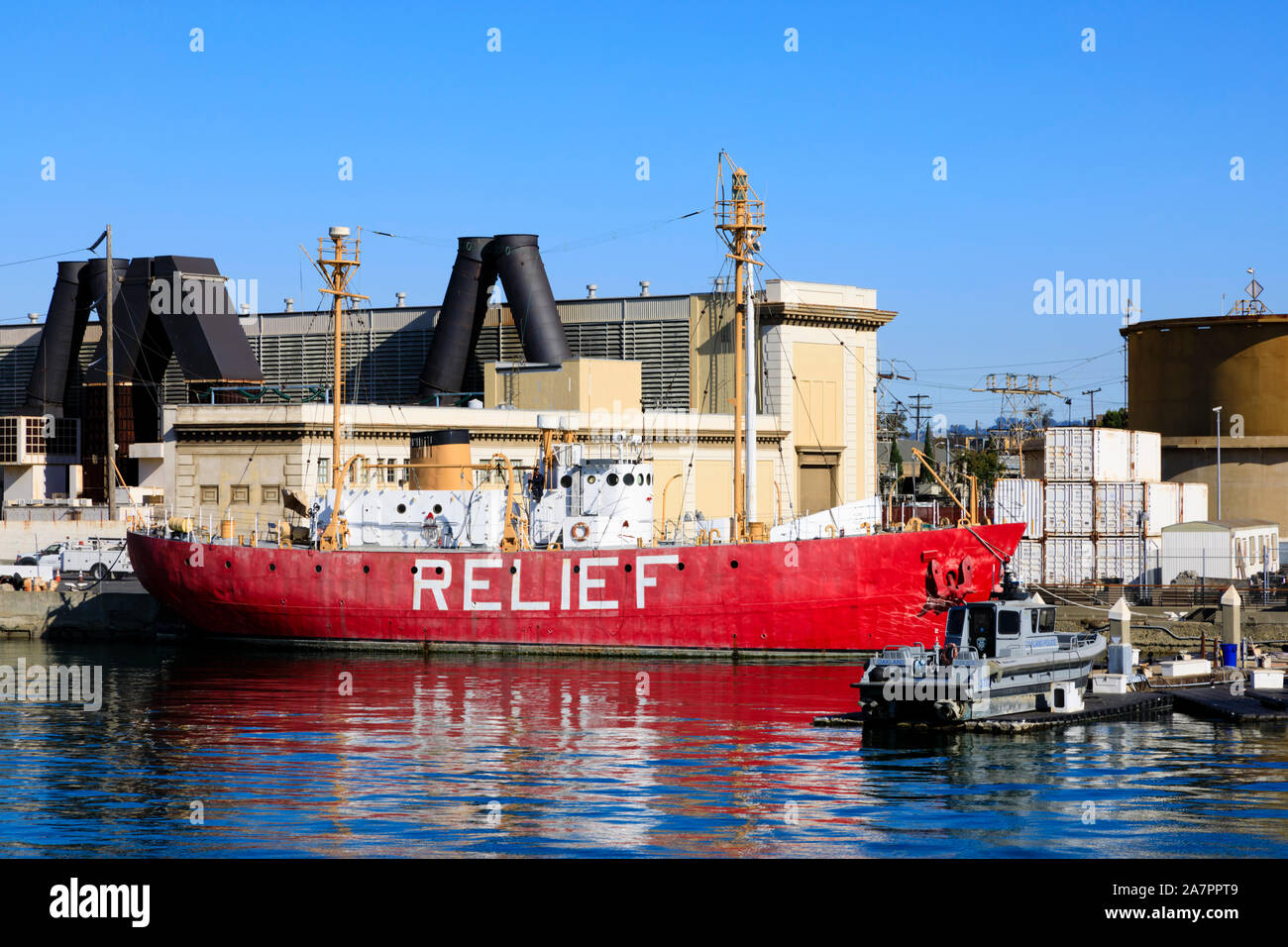 Relief Feuerschiff Museum, Hafen von Oakland, Alameda County, Kalifornien, Vereinigte Staaten von Amerika Stockfoto