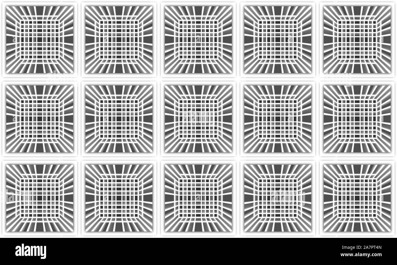 3D-Rendering. nahtlose Design moderner quadratischen Raster Linienmuster Wand Hintergrund. Stockfoto