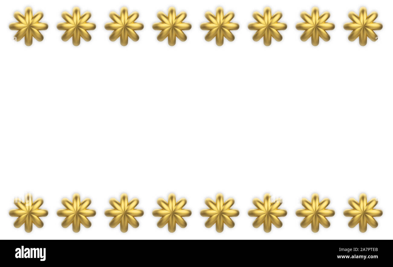 3D-Rendering. Gloden sechs Stern Zeile nach oben und unten der weißen Wand Hintergrund. Stockfoto