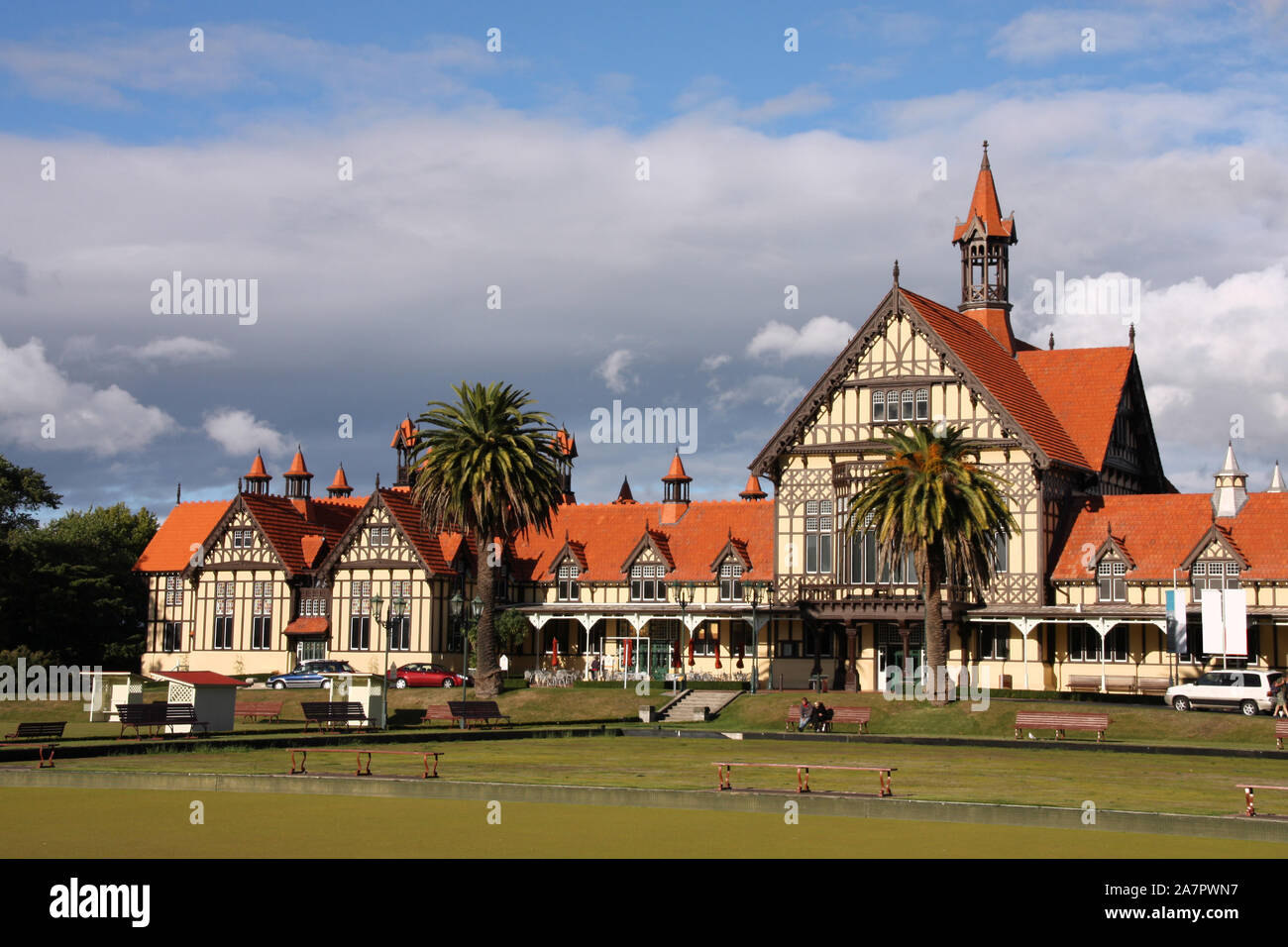 Rotorua Museum - historische Badehaus im Thermalwasser der neuseeländischen Region. Geothermische spa Gebäude. Stockfoto