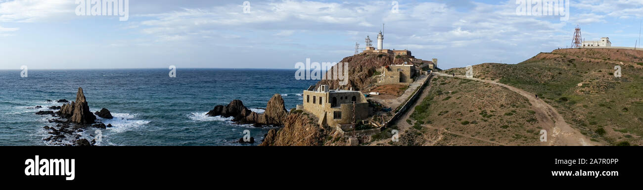 Panorama Reef der Sirenen im Naturpark Cabo de Gata, Almeria Stockfoto