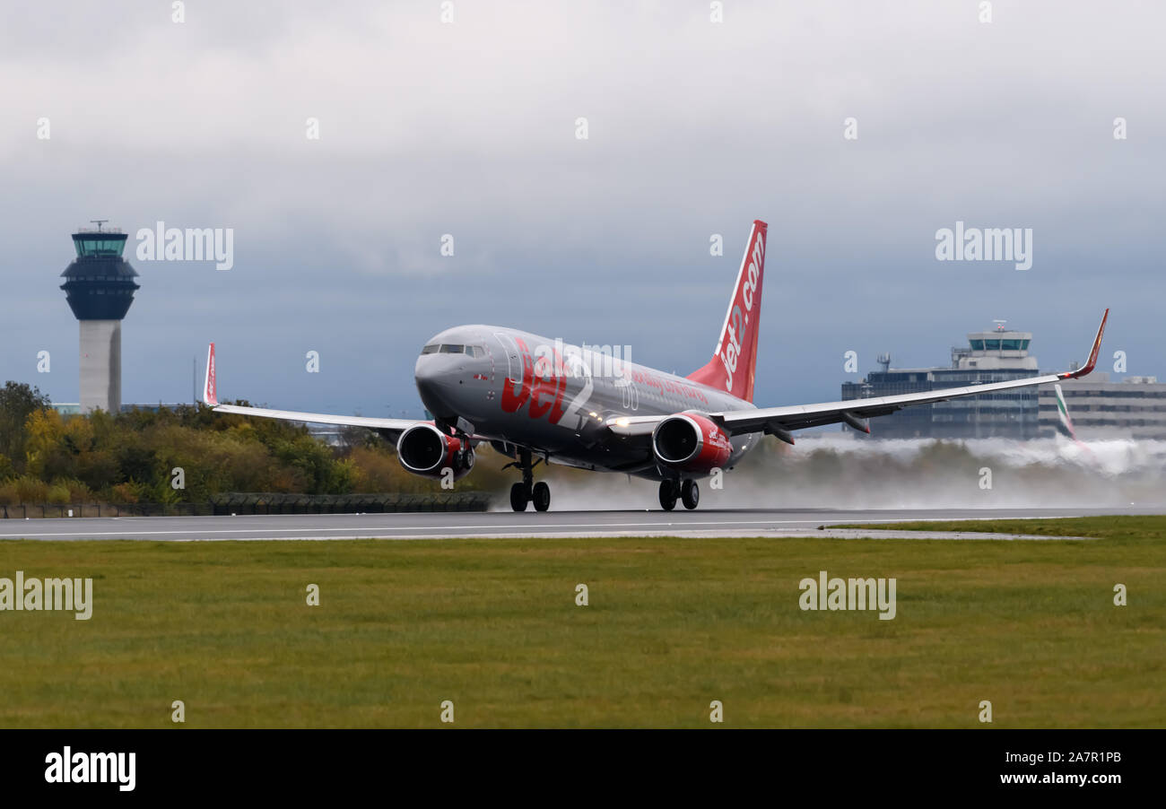 Jet2 Airlines Boeing 737 Abflug Flughafen Manchester Stockfoto