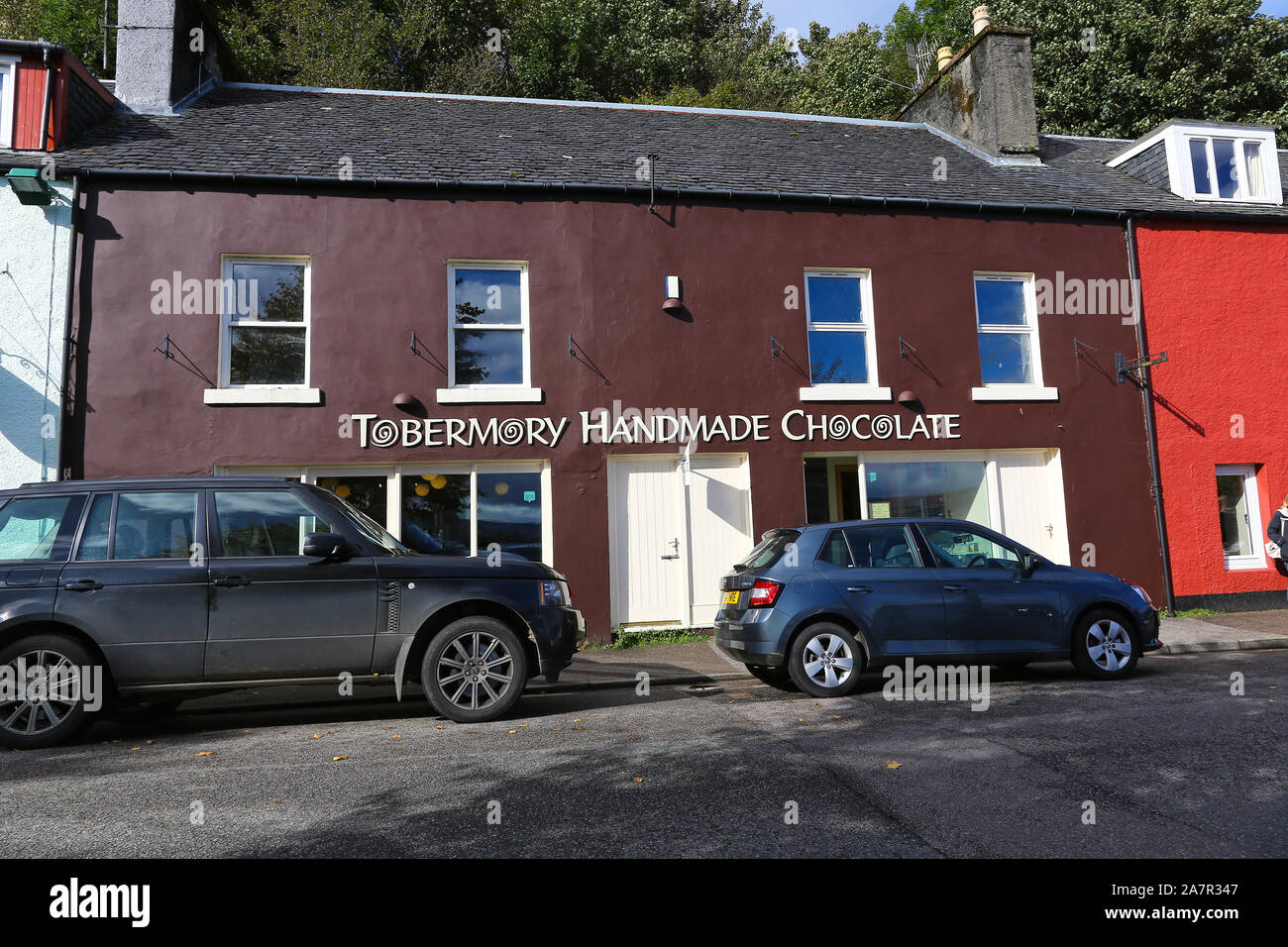 Die tobermory Handgemachte Schokolade Shop bei Tobermory, Isle of Mull in der Schottischen Inneren Hebriden, Scottish Highlands, Schottland, UK Stockfoto