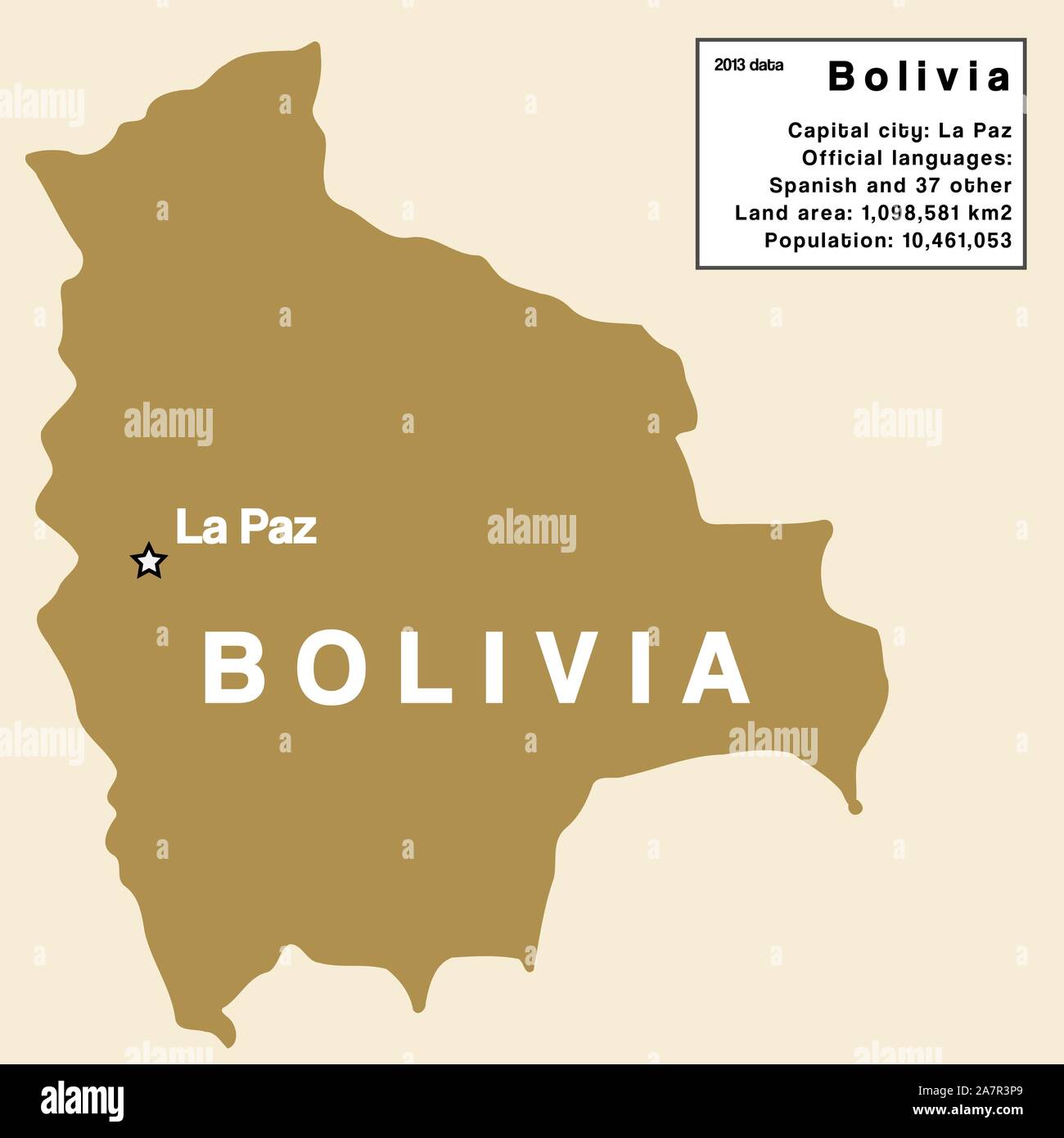 Karte von Bolivien. Land Umriss mit Informationen. Stock Vektor