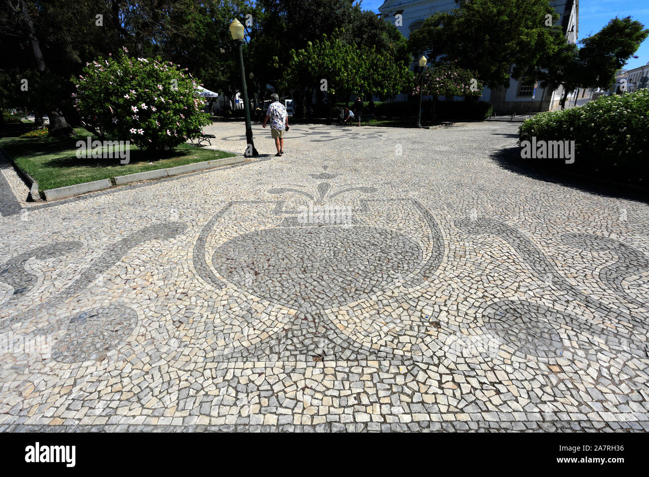 Der Jardim Manuel Bivar Gärten durch die Marina, die Stadt Faro, der Hauptstadt der Algarve, Portugal, Europa Stockfoto