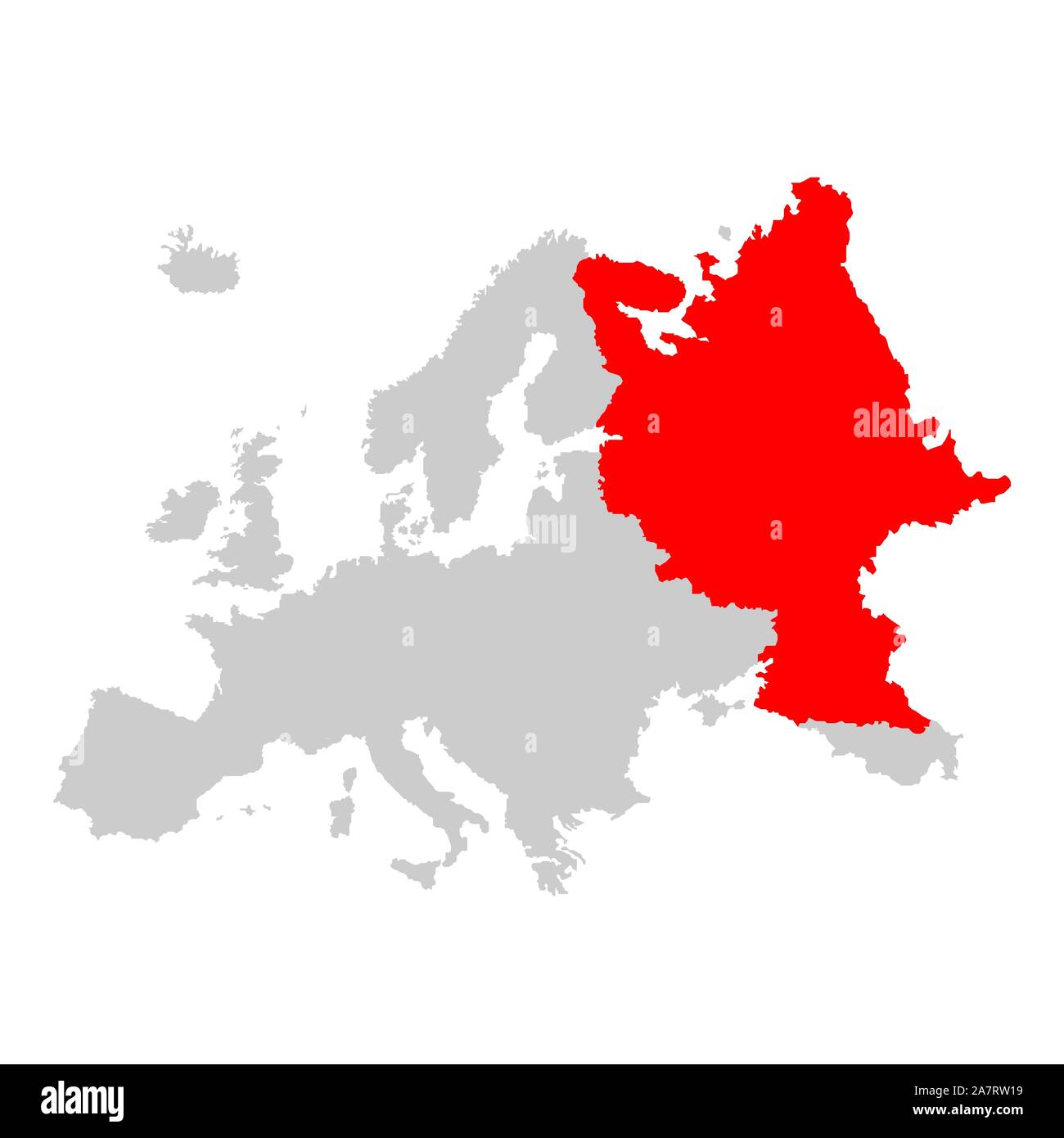 Russland auf der Karte von Europa Stock Vektor