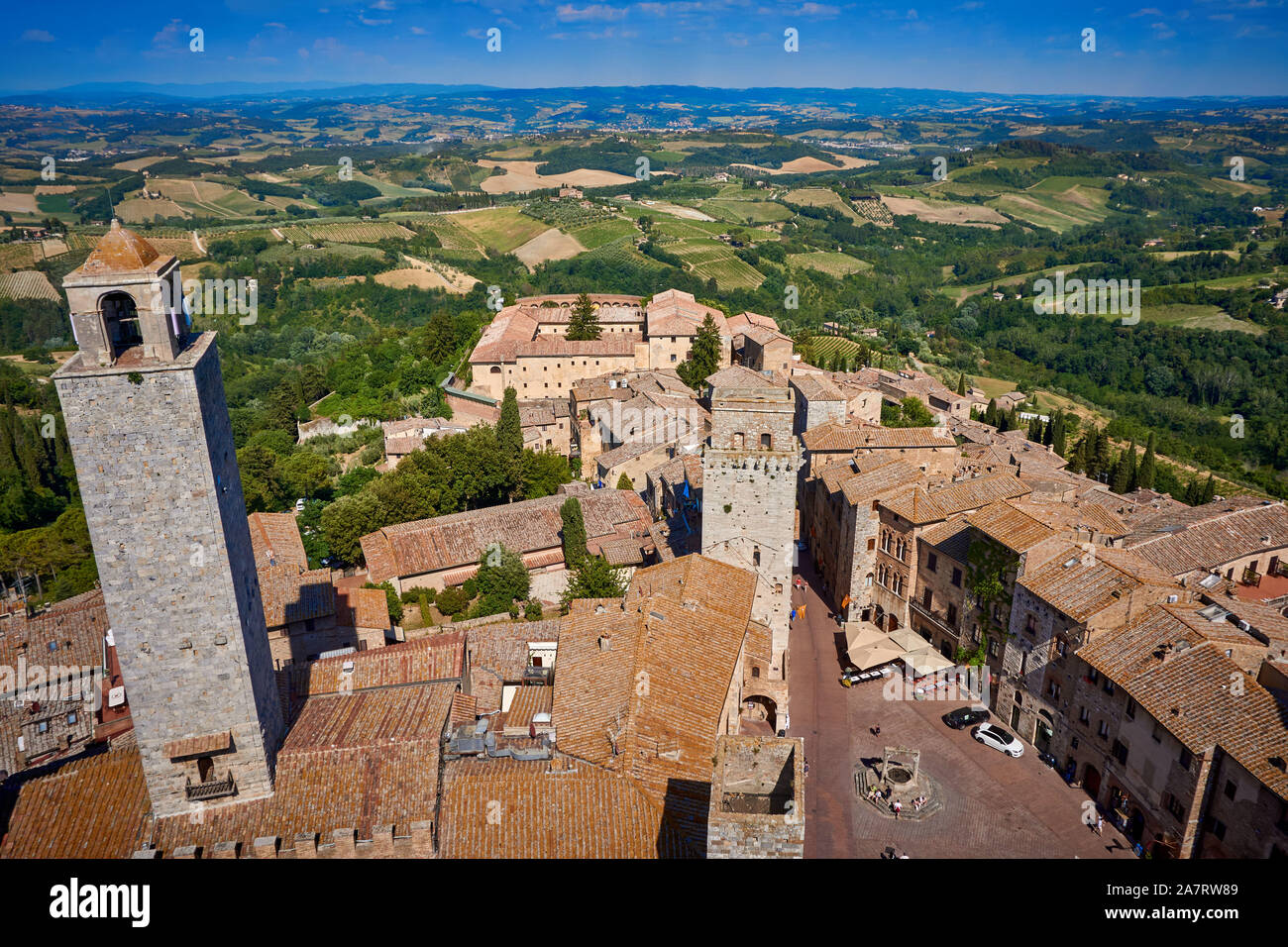 San Gimignano Blick vom Turm der Toskana Italien Stockfoto