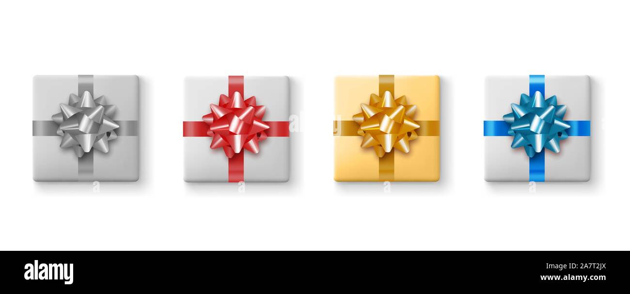 Eingestellt von Geschenken. Sammlung realistische Geschenk Geschenke top Stock Vektor
