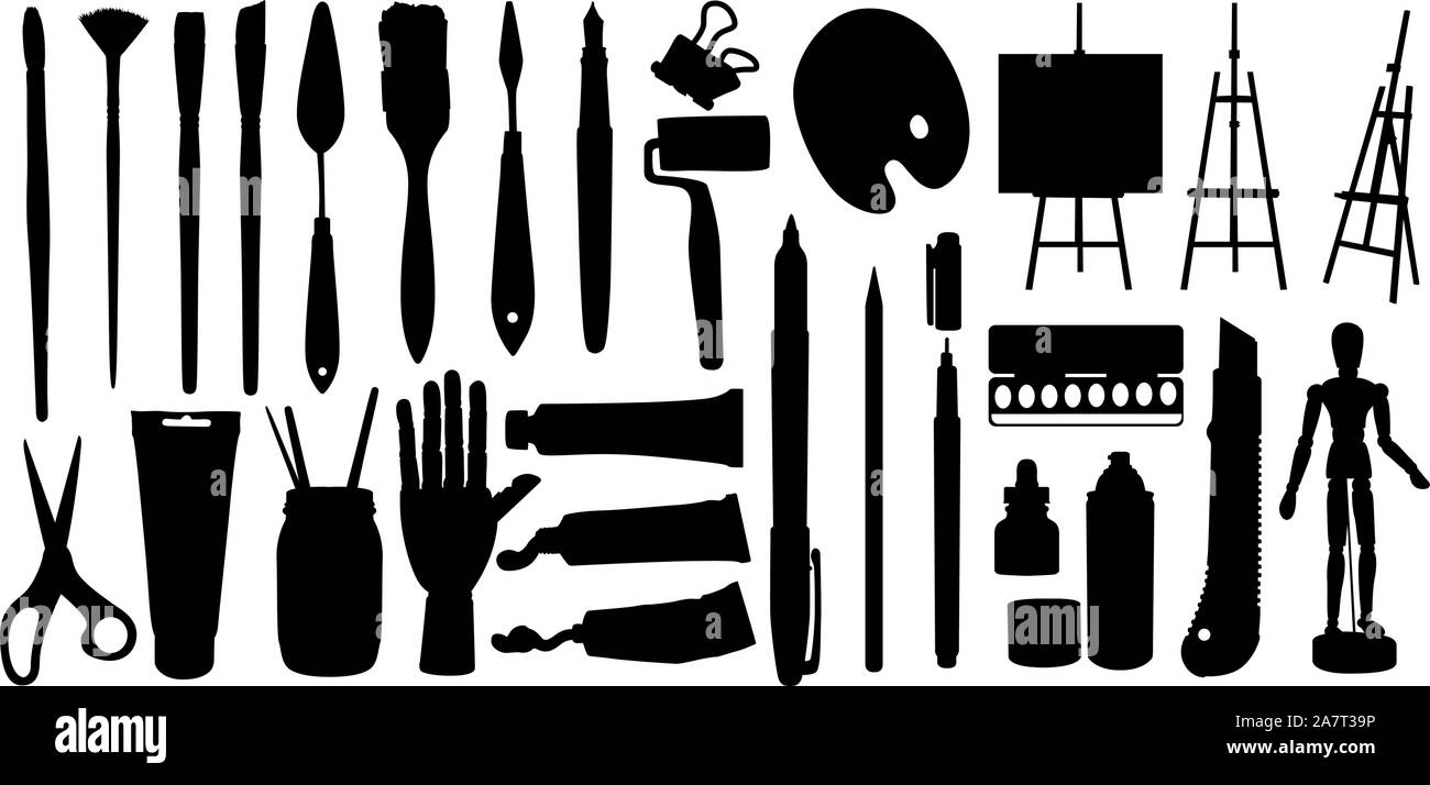 Maler künstler clip art Schwarzweiß-Stockfotos und -bilder - Alamy, حجم الصورة 1300x714
