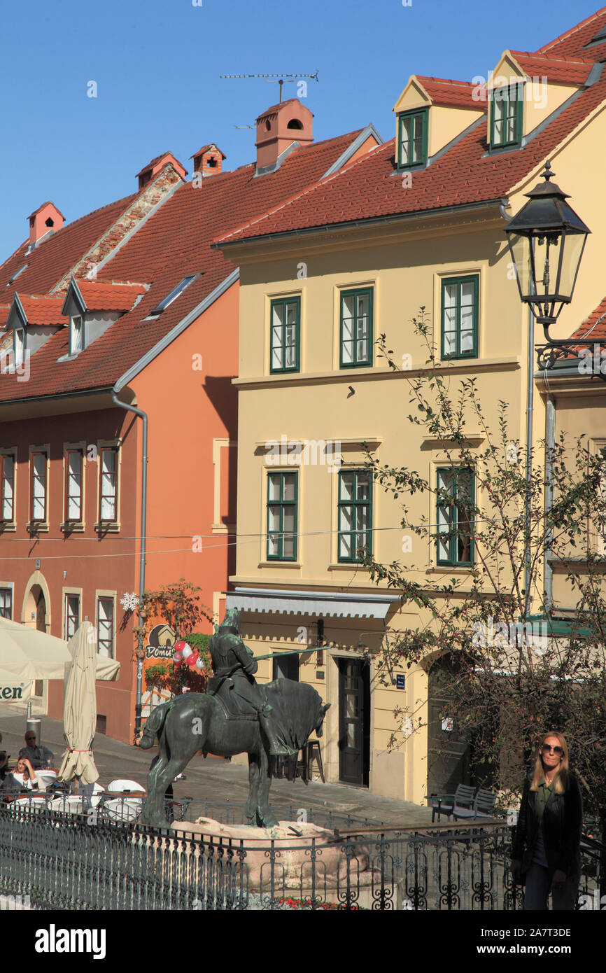 Kroatien, Zagreb, Obere Stadt, St. George und der Drache, Statue, street scene, Stockfoto