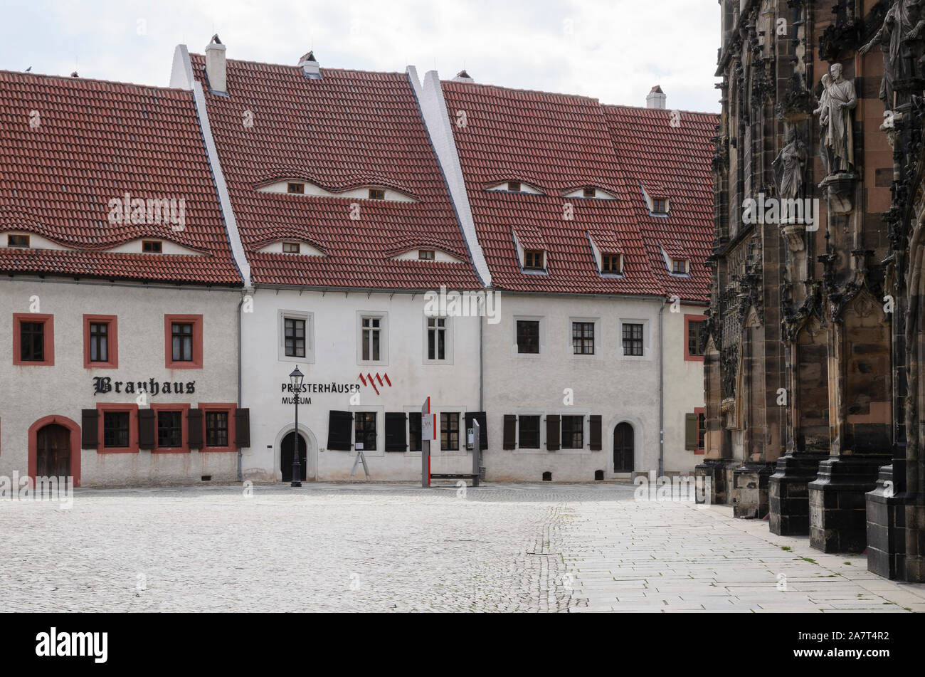 Mittelalterliche Priesterhäuser, Zwickau, Sachsen, Deutschland, Europa Stockfoto