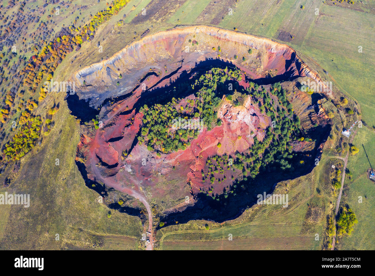 In Kronstadt, Siebenbürgen, Rumänien. Luftaufnahme von racos Vulkan. Stockfoto