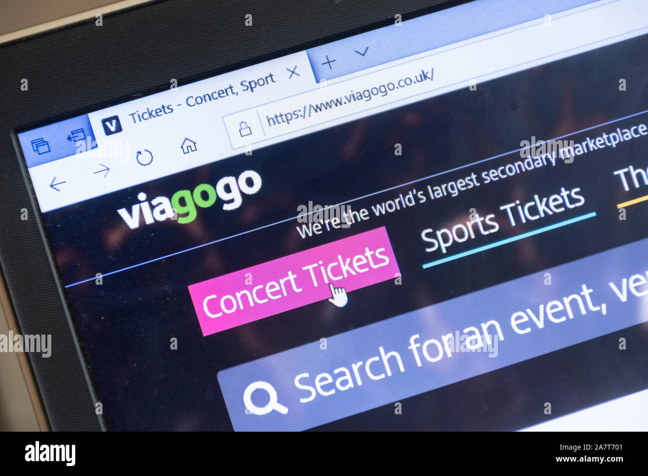 Viagogo Website auf einem Laptop. Stockfoto