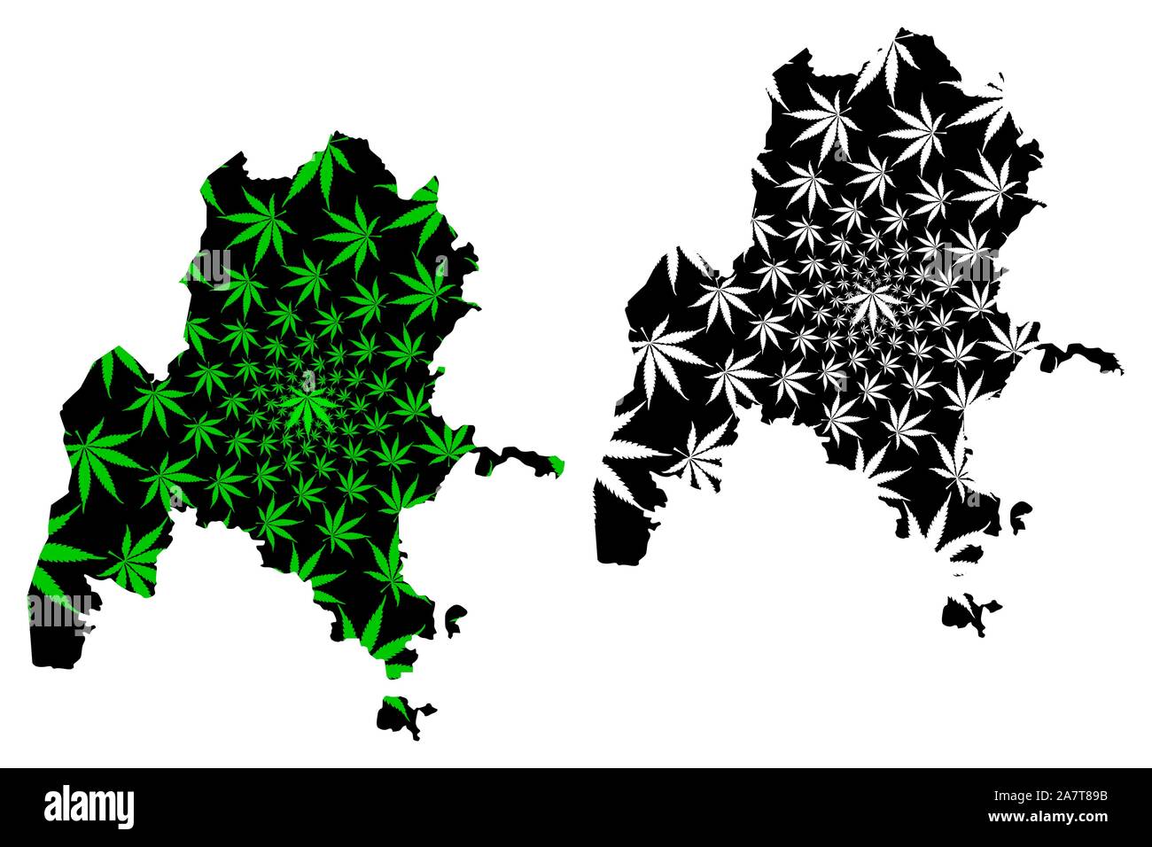 Region Benishangul-Gumuz (Demokratische Bundesrepublik Äthiopien, am Horn von Afrika) Karte cannabis Blatt grün und schwarz ausgelegt ist, benshangul Gumuz Zustand Stock Vektor