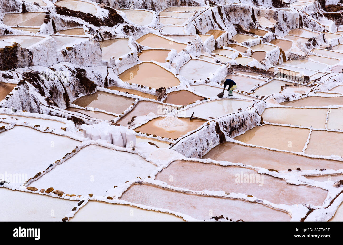 Maras, Salzbergwerk in Peru Stockfoto